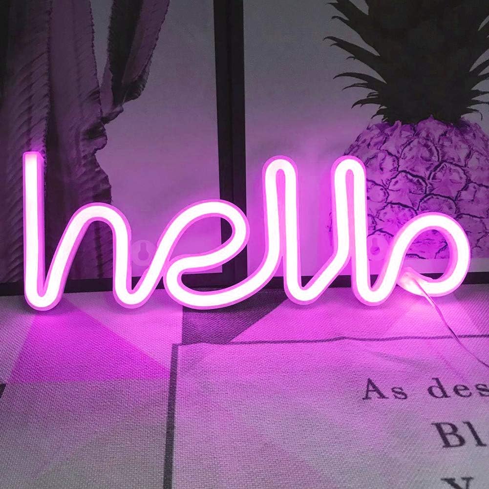 Hello Cursive Neon Light (2 Color Options)