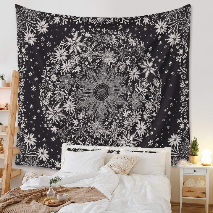 Black Floral Tapestry