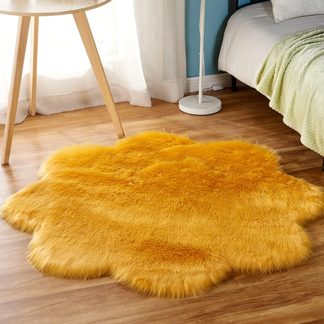 Floral Faux Fur Accent Rug (9 Color Options)