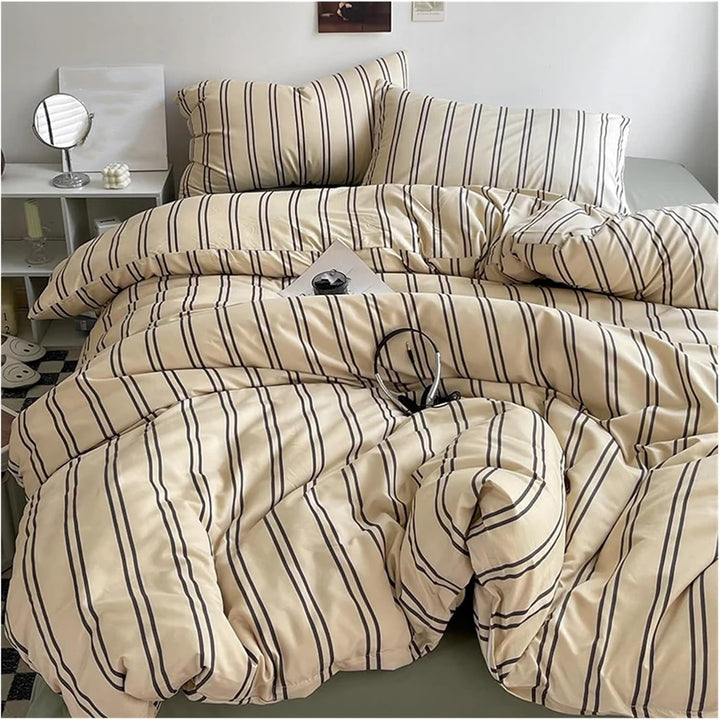 Beige Urban Stripe Bedding Set