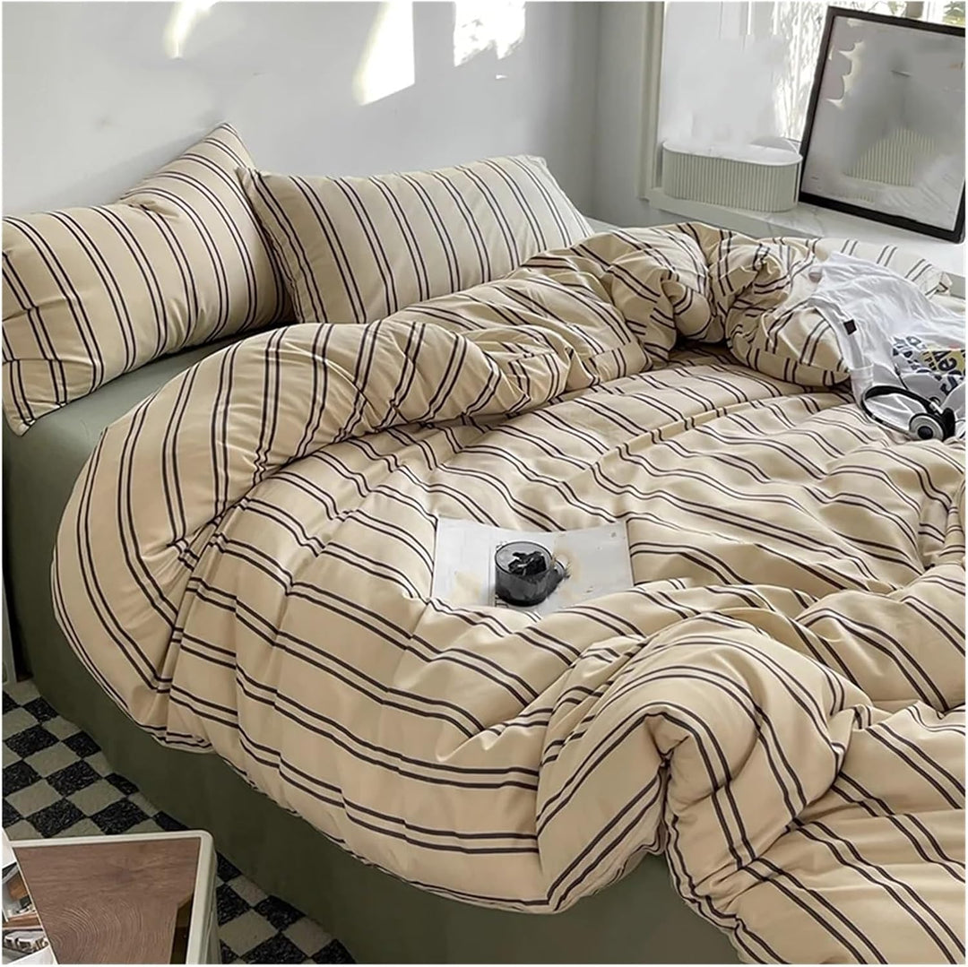 Beige Urban Stripe Bedding Set