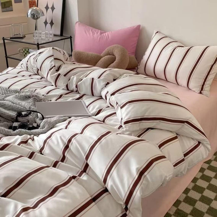 Red Stripe Bedding Set