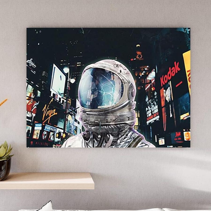 Astronaut In Times Square Canvas Poster