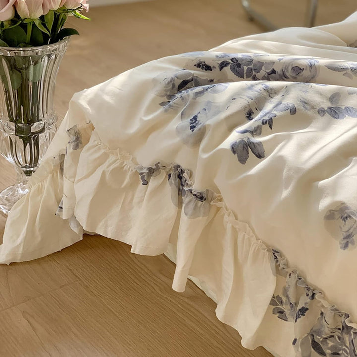 Flower Ink French Ruffles Bedding Set