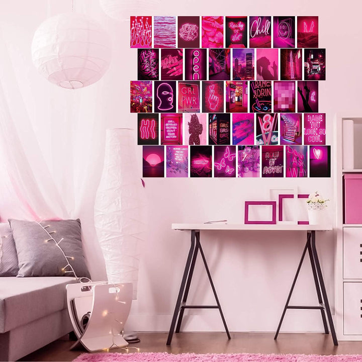 Neon Pink Vibes Wall Collage Kit - 70pcs