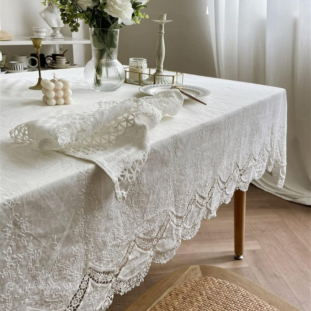 French White Lace Tablecloth