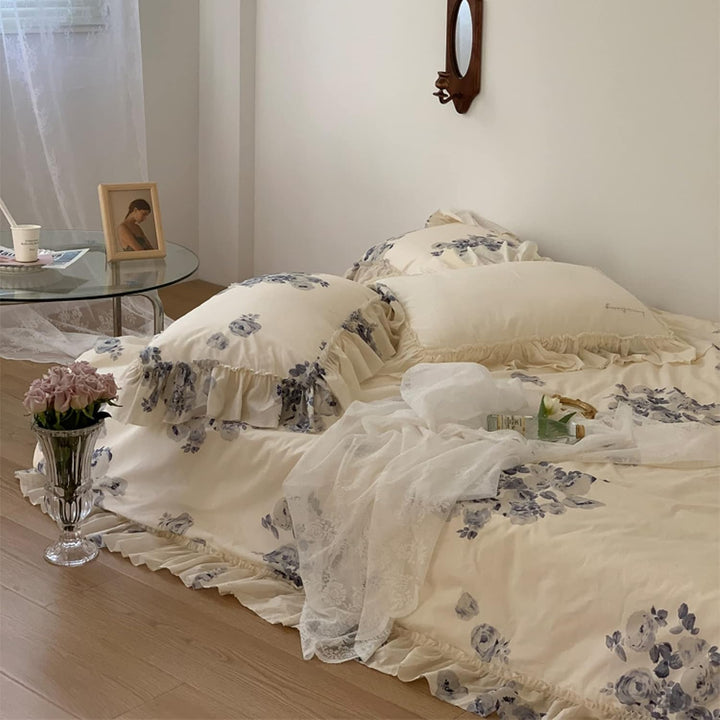 Flower Ink French Ruffles Bedding Set