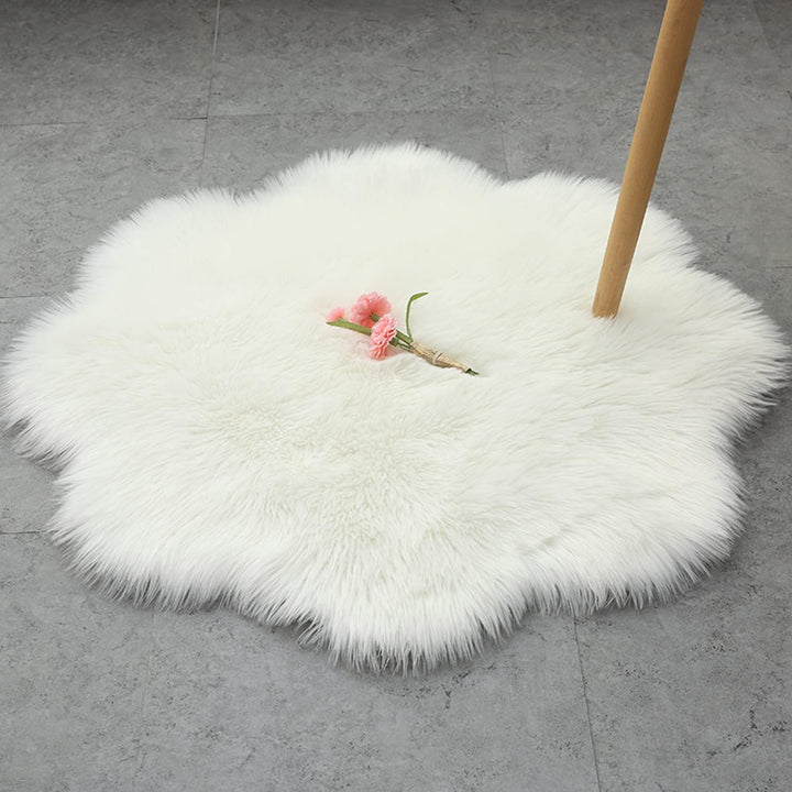 Floral Faux Fur Accent Rug (9 Color Options)