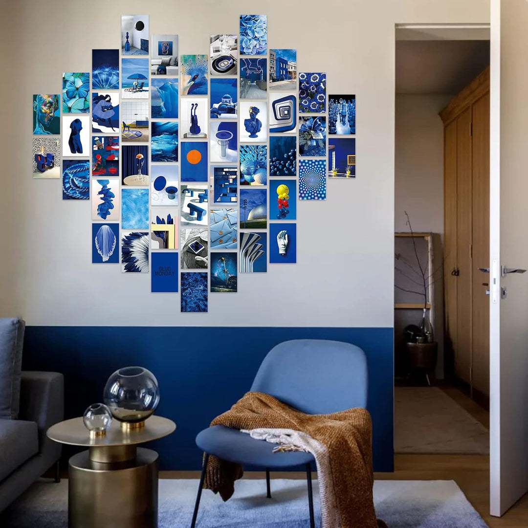 Artsy Deep Blue Wall Collage Kit - 70pcs