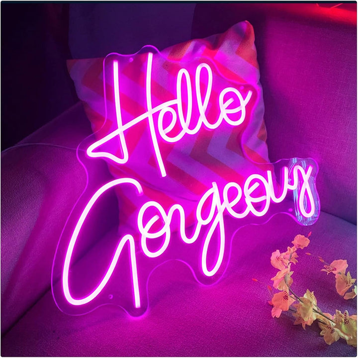 Pink Hello Gorgeous Neon Light