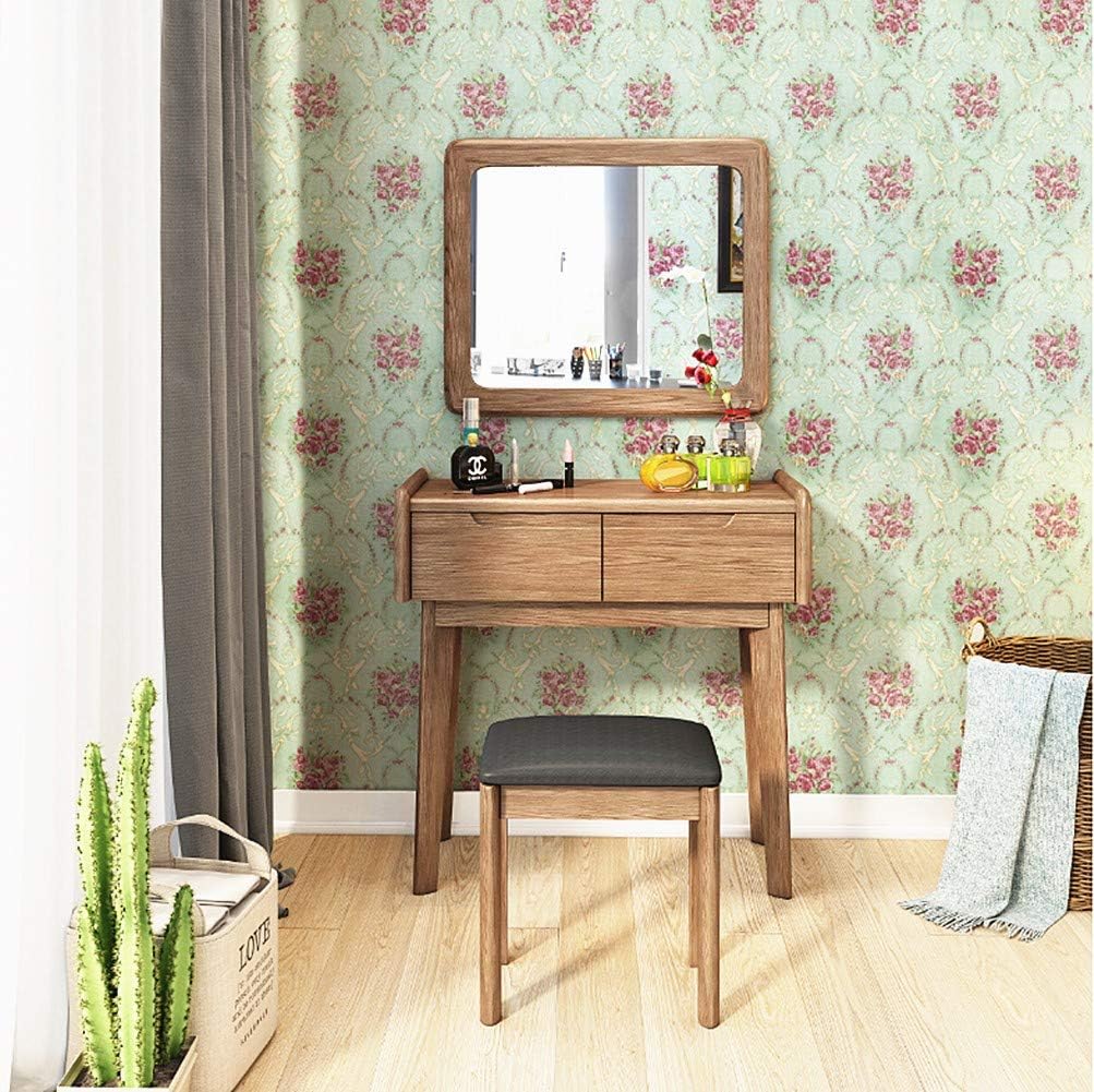 European Light Green Floral Self-Adhesive Wallpaper