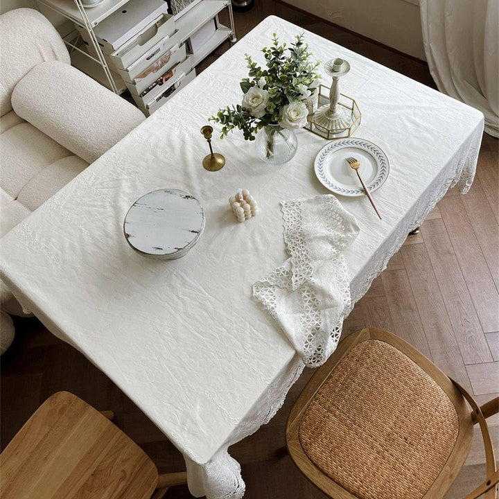 French White Lace Tablecloth