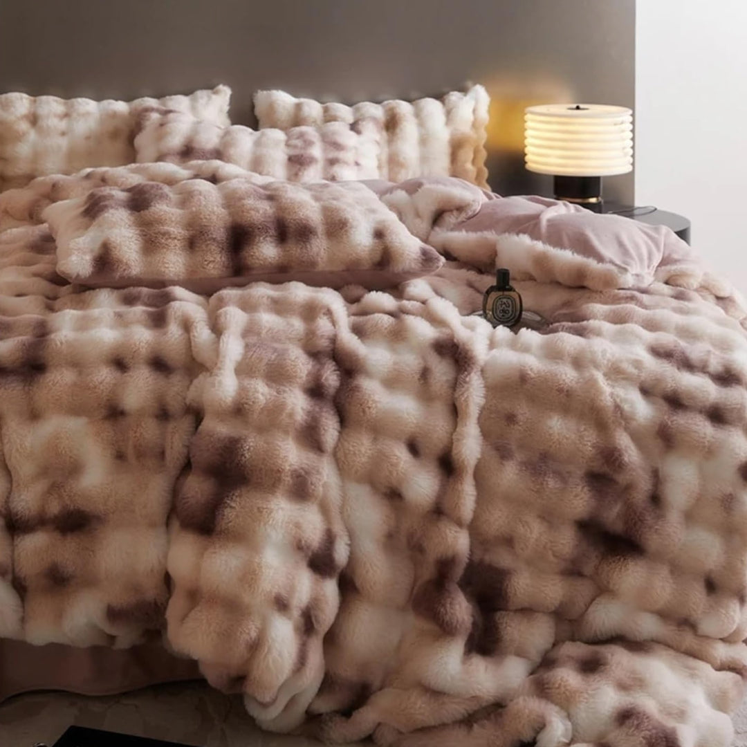 Faux Fur Bedding Set - Cinnamon