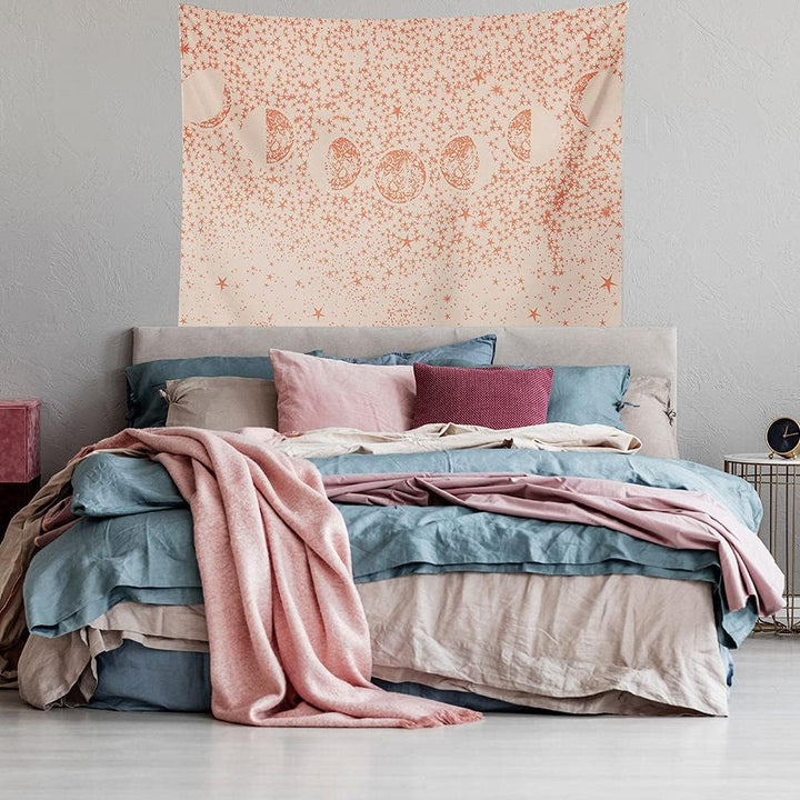 Pink Moon Phases Tapestry