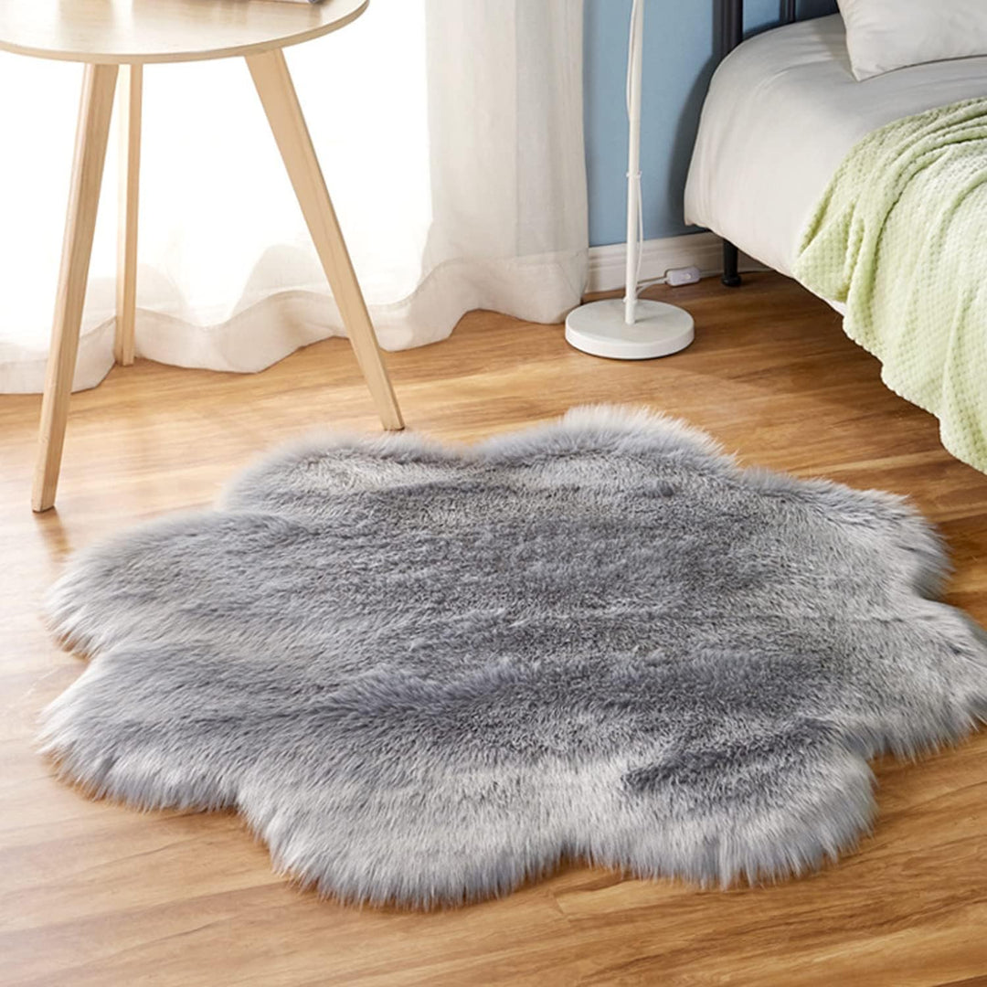 Floral Faux Fur Accent Rug (9 Color Options)