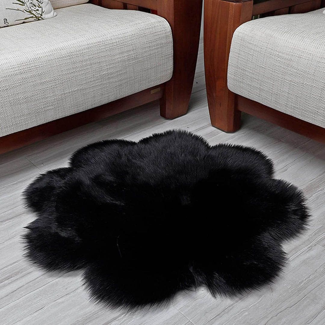 Floral Faux Fur Accent Rug (9 Color Options)