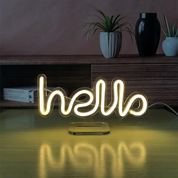 Hello Cursive Neon Light (2 Color Options)