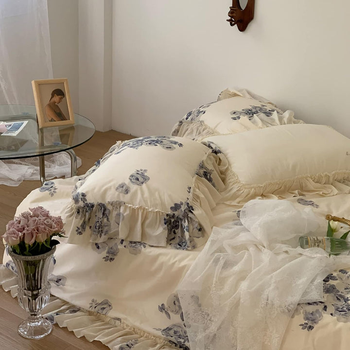 Flower Ink French Ruffles Bedding Set