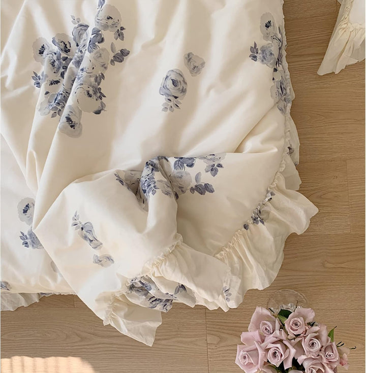 Flower Ink French Ruffles Bedding Set