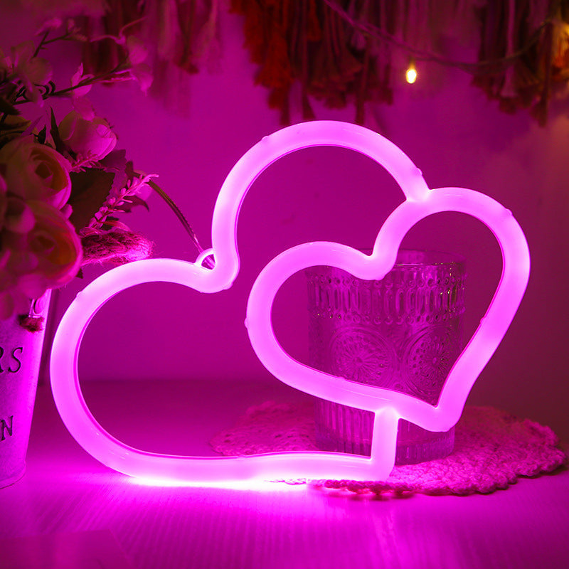 Two Hearts Neon Light (5 Color Options)