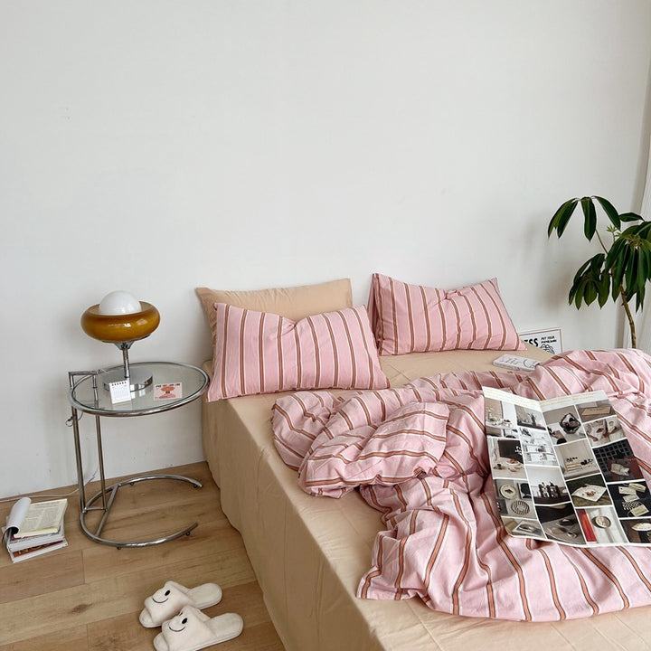 Pink Stripe Bedding Set