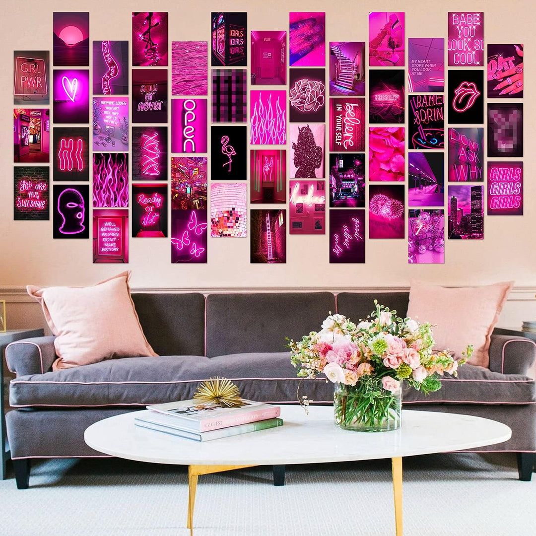 Neon Pink Vibes Wall Collage Kit - 70pcs