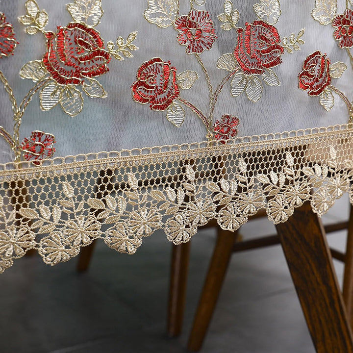 Embroidered Floral Tablecloth