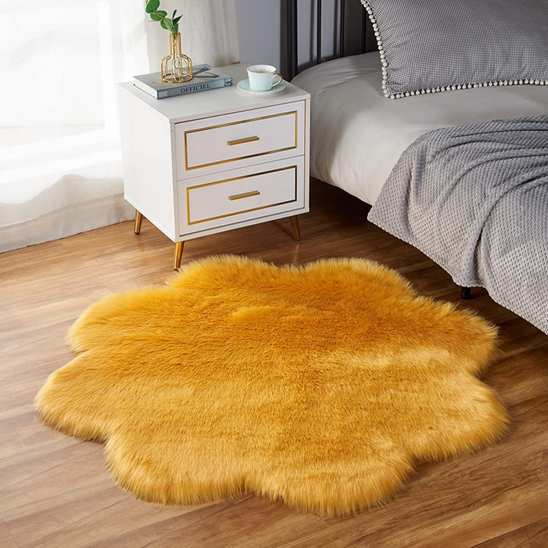 Floral Faux Fur Accent Rug (9 Color Options)