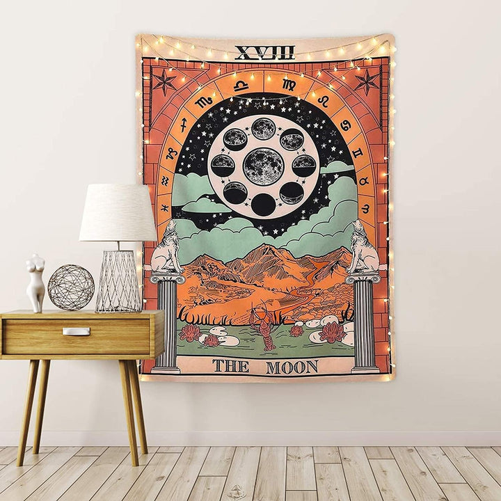 The Moon Colorful Tarot Tapestry