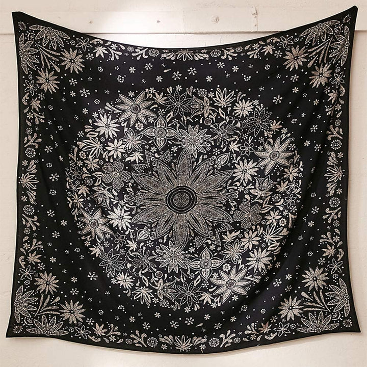 Black Floral Tapestry