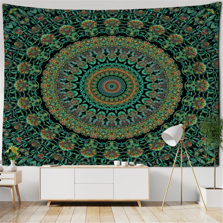 Green Mandala Tapestry