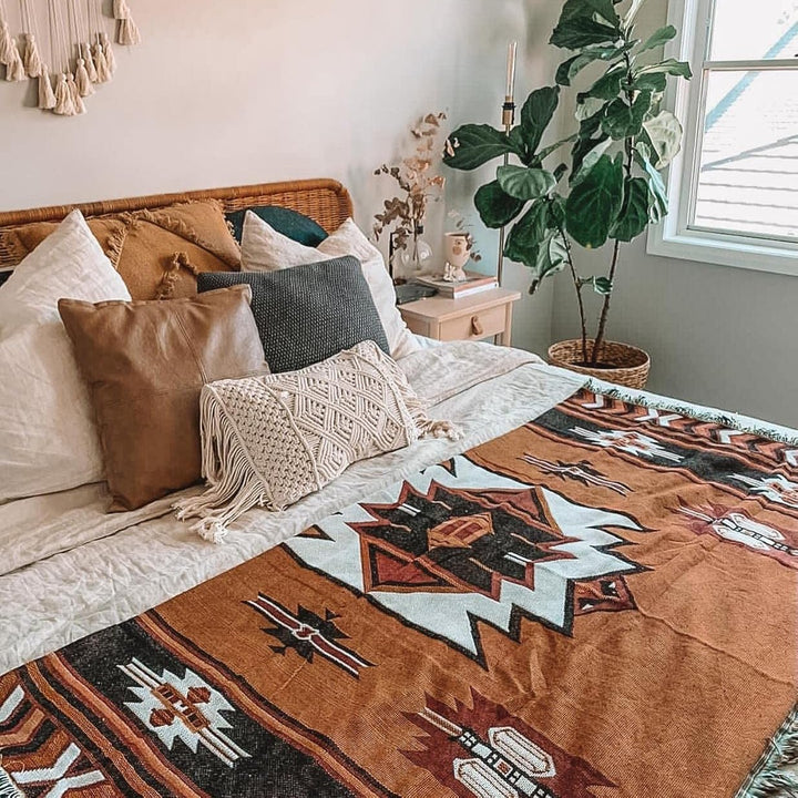 Brown Aztec Woven Blanket