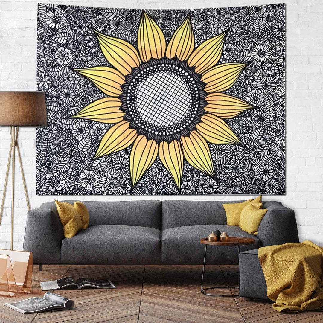 Black Sunflower Tapestry