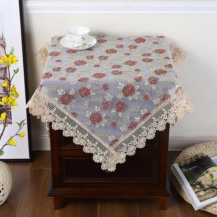 Embroidered Floral Tablecloth