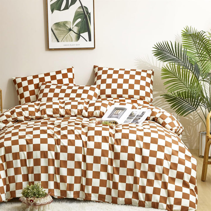 Checkered Cotton Duvet Cover Set