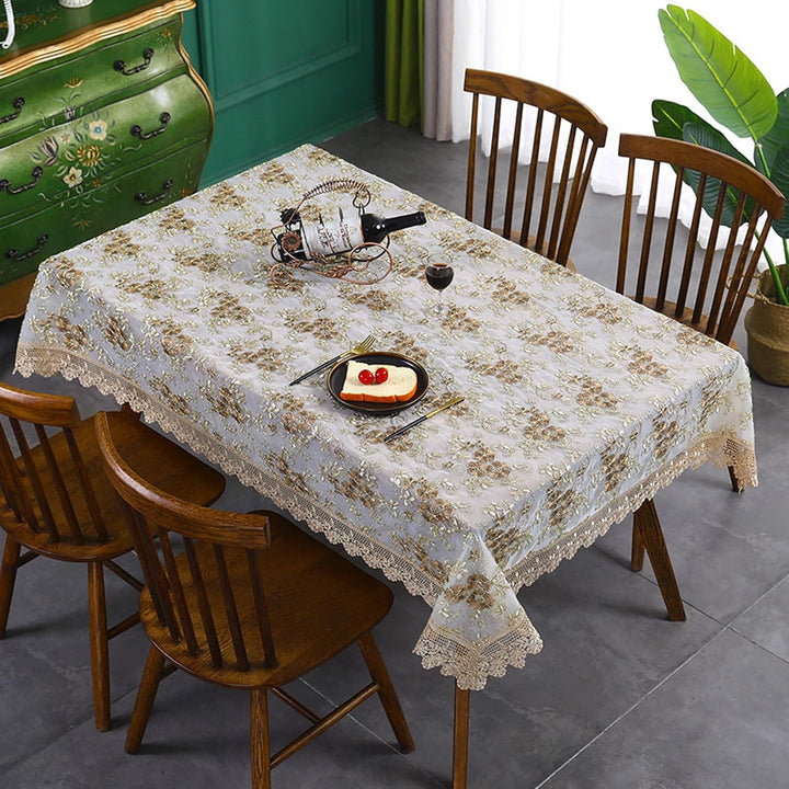 Embroidered Floral Tablecloth