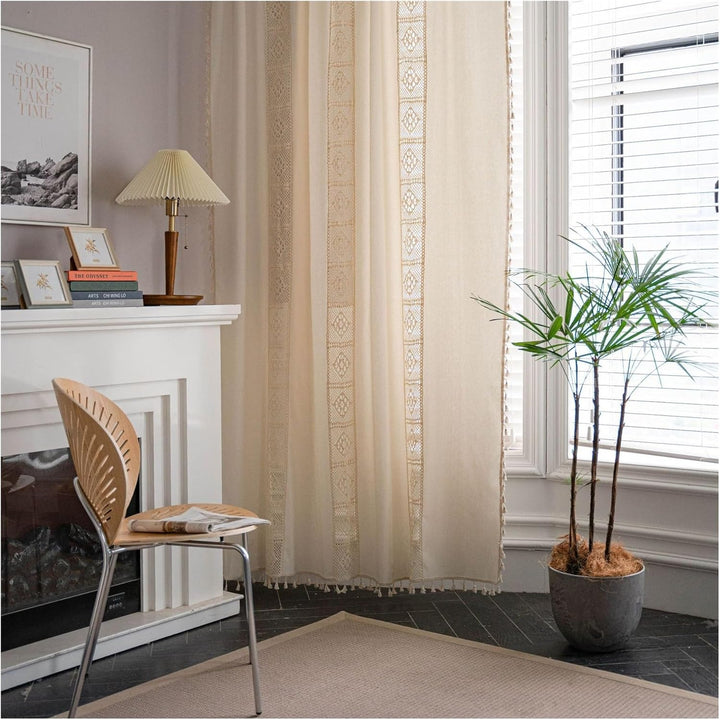 Beige Crochet Curtain