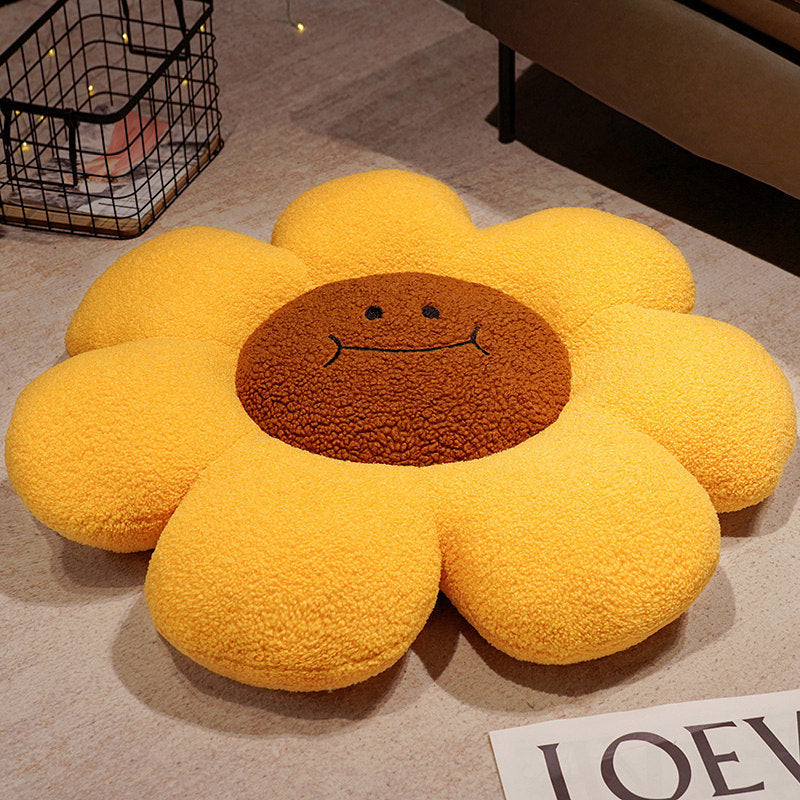 Smiley Sunflower Throw Pillow