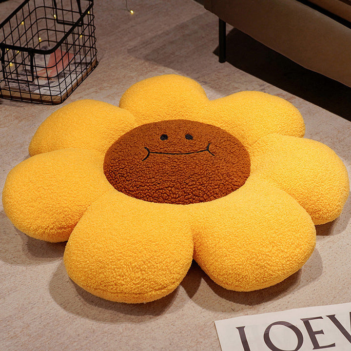 Smiley Sunflower Throw Pillow