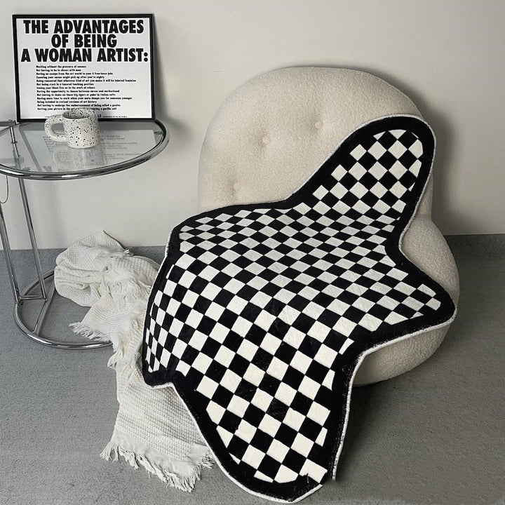 Checkerboard Irregular Blob Accent Rug (2 Color Options)