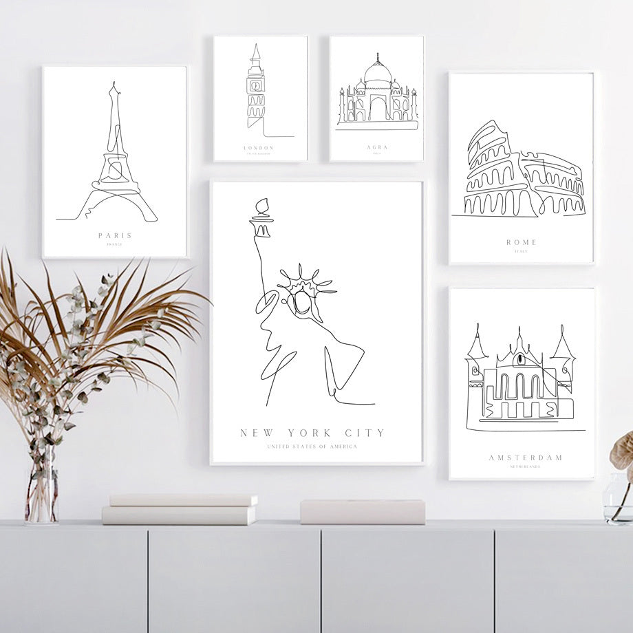 Fine Line Cities Canvas Posters