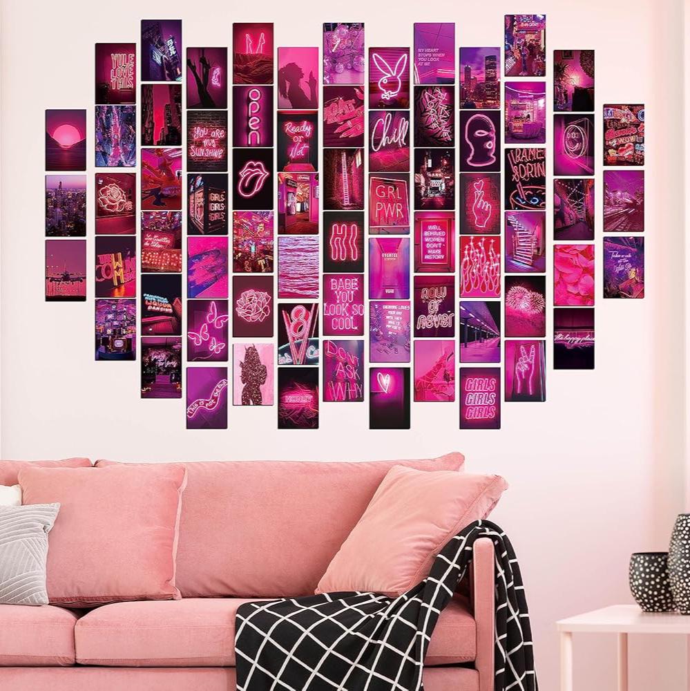 Neon Pink Vibes Wall Collage Kit - 70pcs