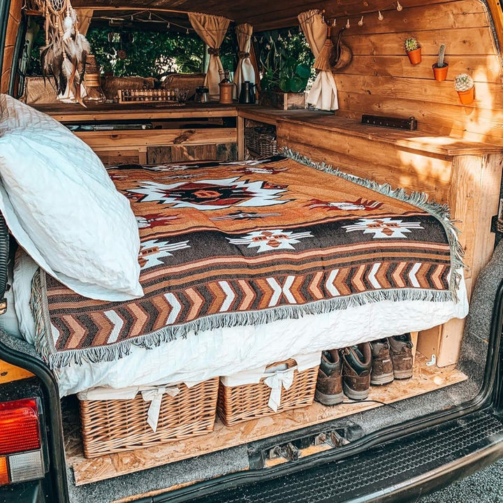 Brown Aztec Woven Blanket