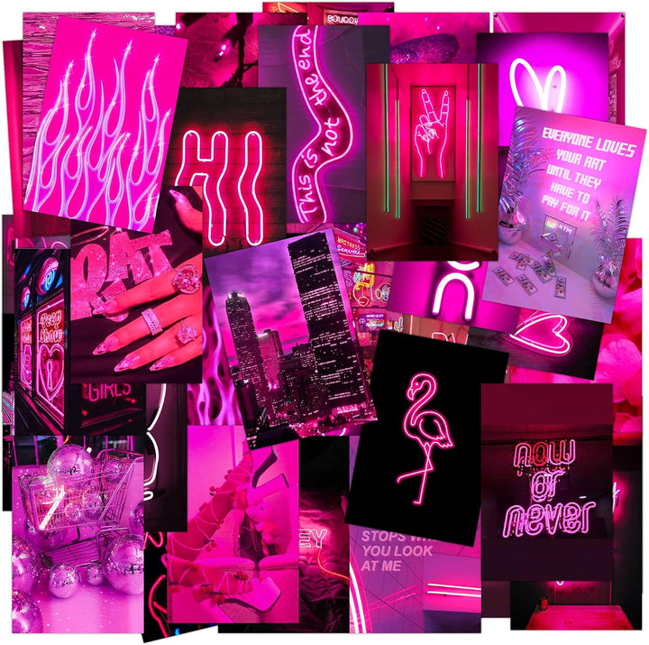 Neon Pink Vibes Wall Collage Kit - 70pcs