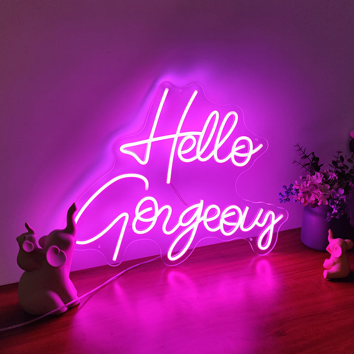 Pink Hello Gorgeous Neon Light