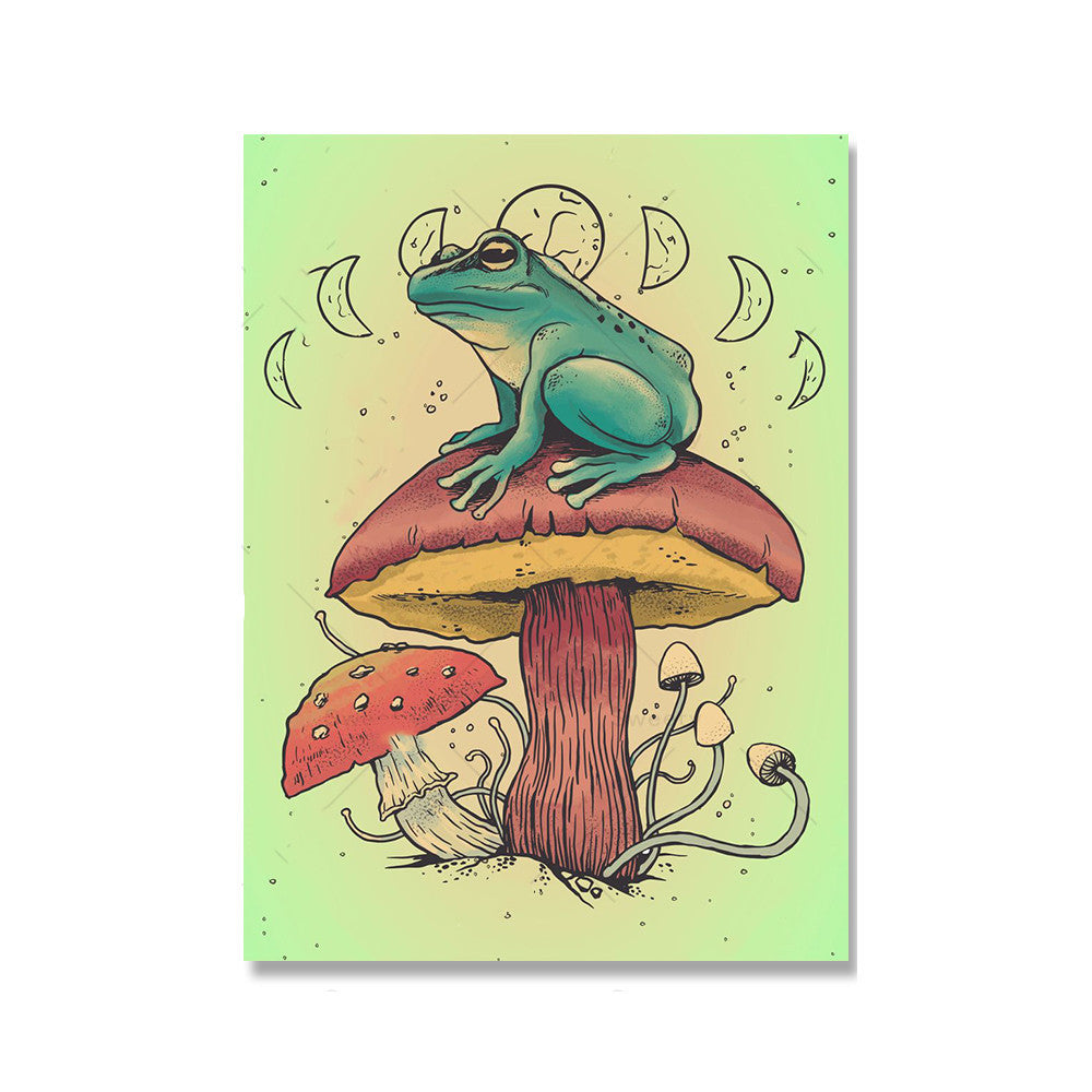 Frog Mushroom Canvas Posters