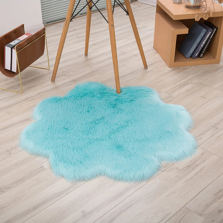 Floral Faux Fur Accent Rug (9 Color Options)