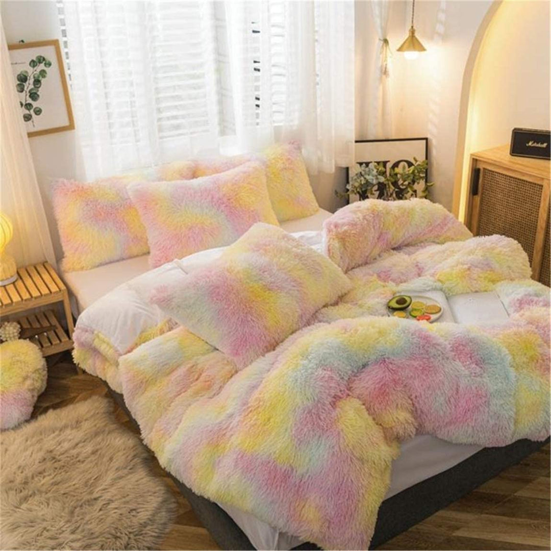 Rainbow Fluffy Bedding Set