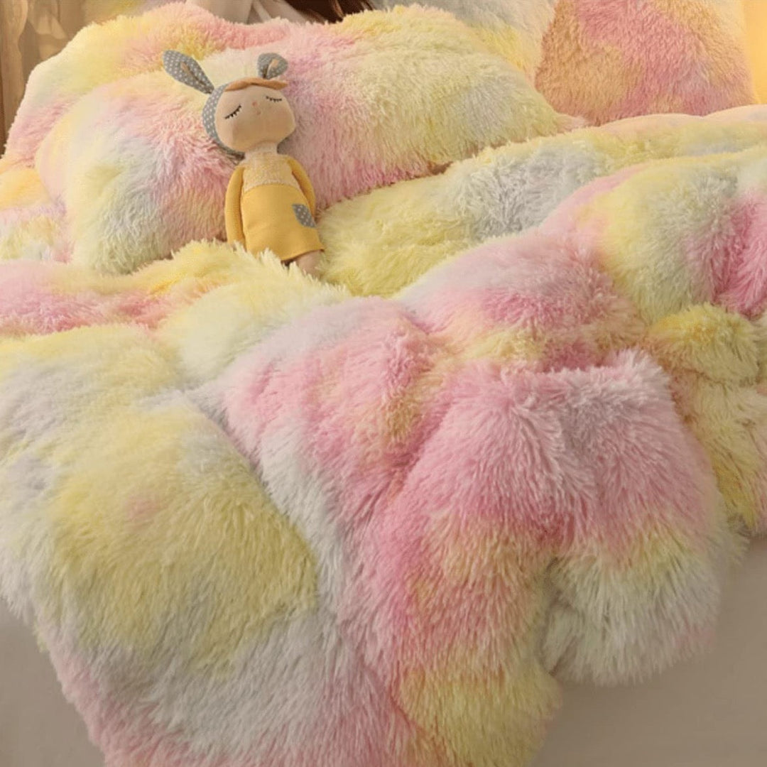 Rainbow Fluffy Bedding Set