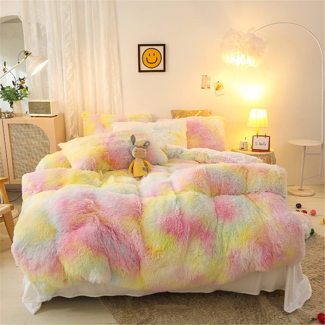 Rainbow Fluffy Bedding Set